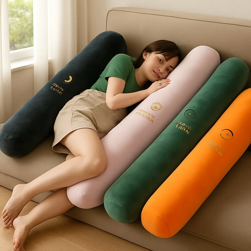 Ergonomic Long Pregnancy Bolster Cushion for Side Sleeping and Bedtime Reading, Versatile Comfort Support Pillow