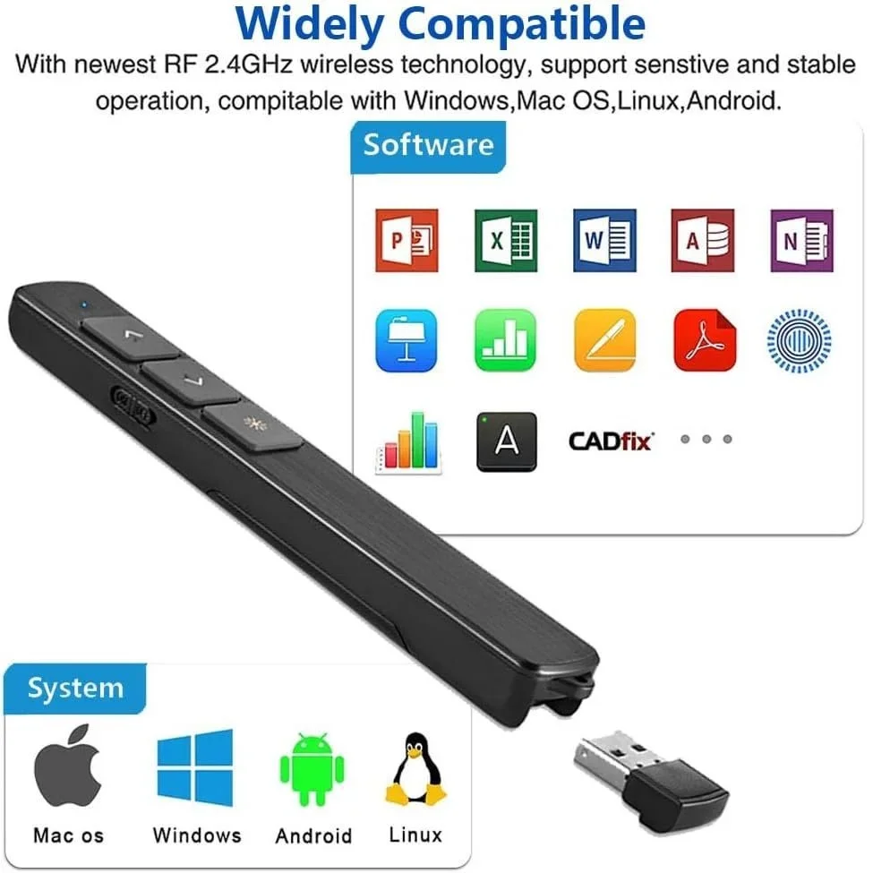 

USB Remote Control Flip Pen Office Teaching Projector PPT Presenter 2.4GHz Wireless Presentation Clicker Powerpoint Pen