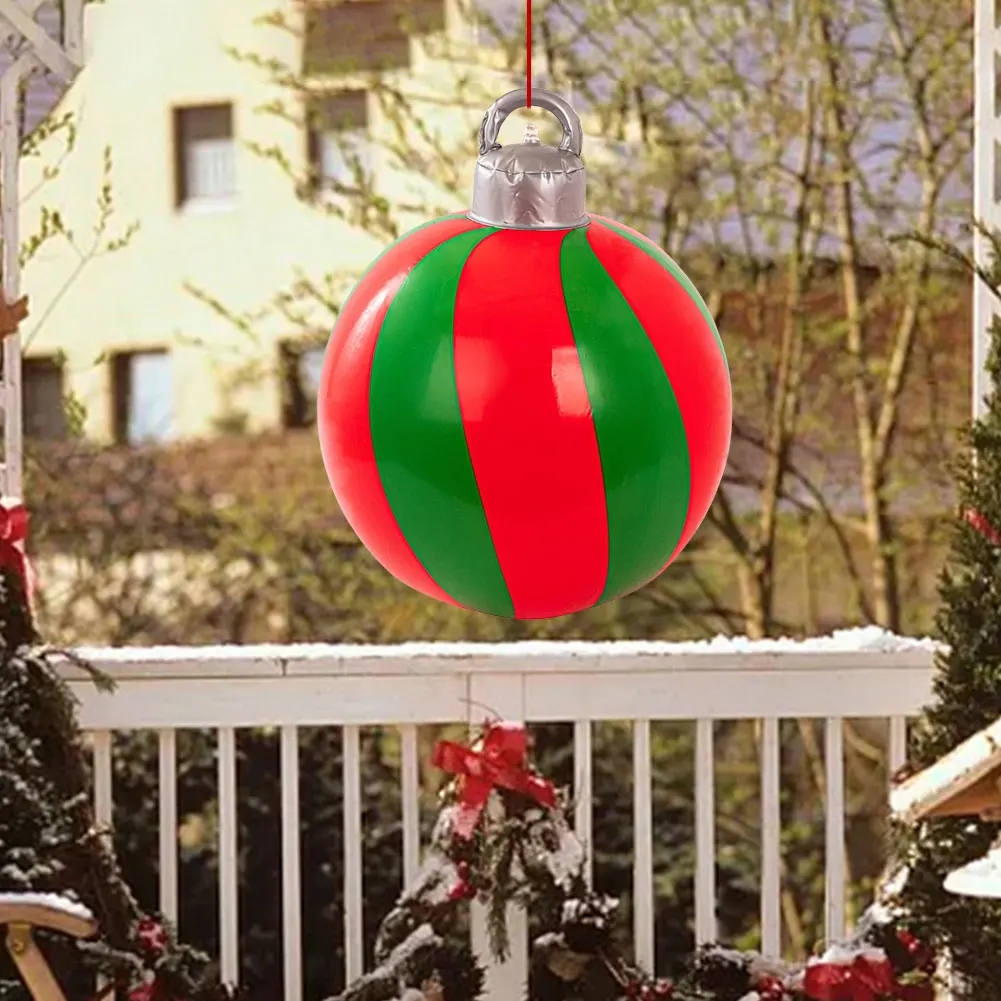 40cm Giant Inflatable Christmas Ball Large Outdoor Decorated Ball Outdoor Christmas Decorations Holiday Yard Lawn Porch Decor