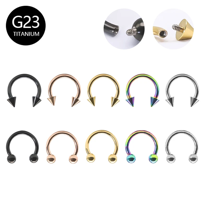 G23 Titanium Septum Ring 16G Circular Barbell Horseshoe Nose Ring Ear Cartilage Hoop Internally Threaded Body Piercing Jewelry