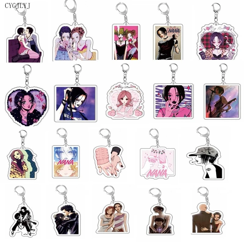 

20pcs Wholesale Anime NANA Acrylic Keychain Ai Yazawa Osaki Nana Serizawa Reira Figures Key Holder Jewelry Accessories For Girls