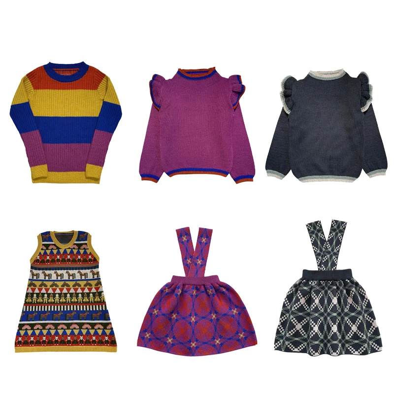 

kids knit sweaters and knit dress clothing sets new winter 25 MB girls cute print long warm sweaters outwear princess dresses