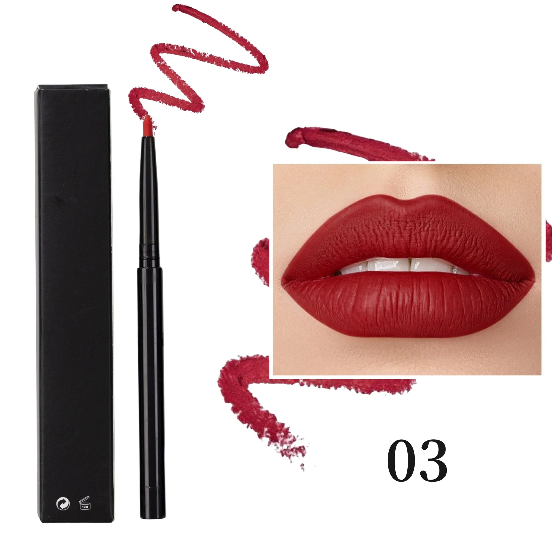 Matte Lip Liner Pencil Private Label Lip Contour Lipstick Waterproof Non-transfer Highly Pigmented Nude-pink Daily Makeup 20pcs