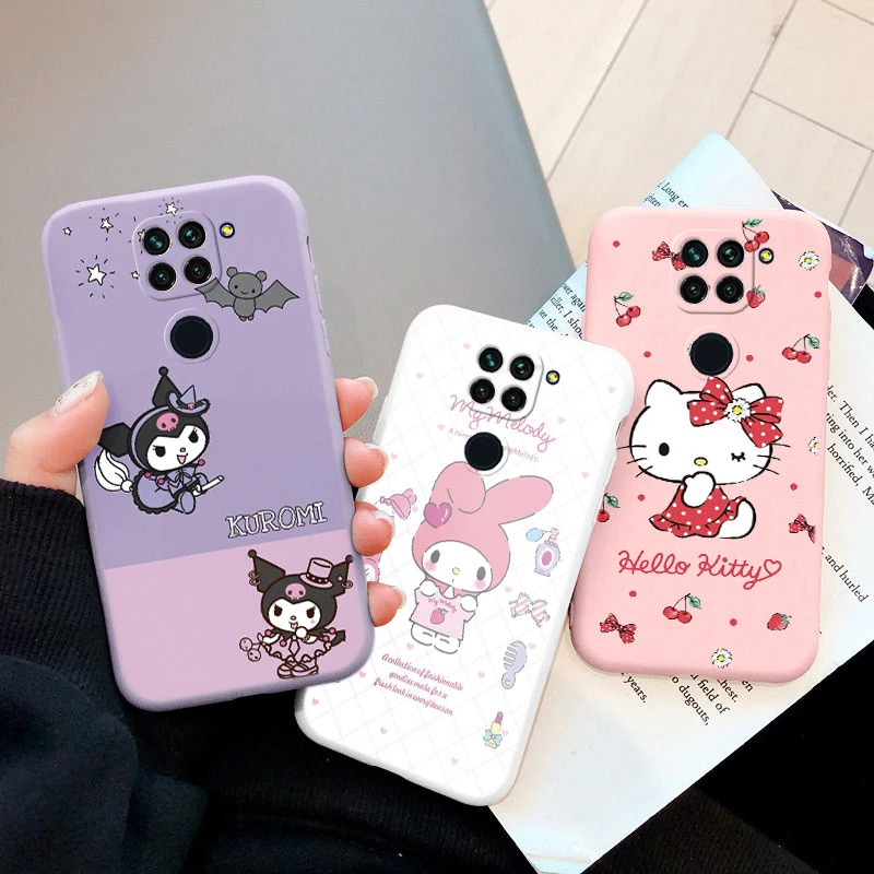 Cute Cartoon Kuromi Melody Cinnamoroll Phone Case for Xiaomi Redmi Note 9 Back Cover Girl Boys for redmi note 9 Anti-drop Cases