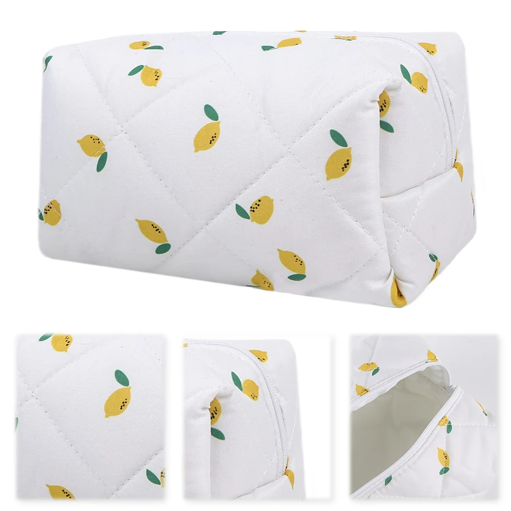 Cosmetic Bag Strawberry Lemon Pattern Clutch Purse Toiletry Bag Cute Travel Bag Storage Bag Portable for Women Girls