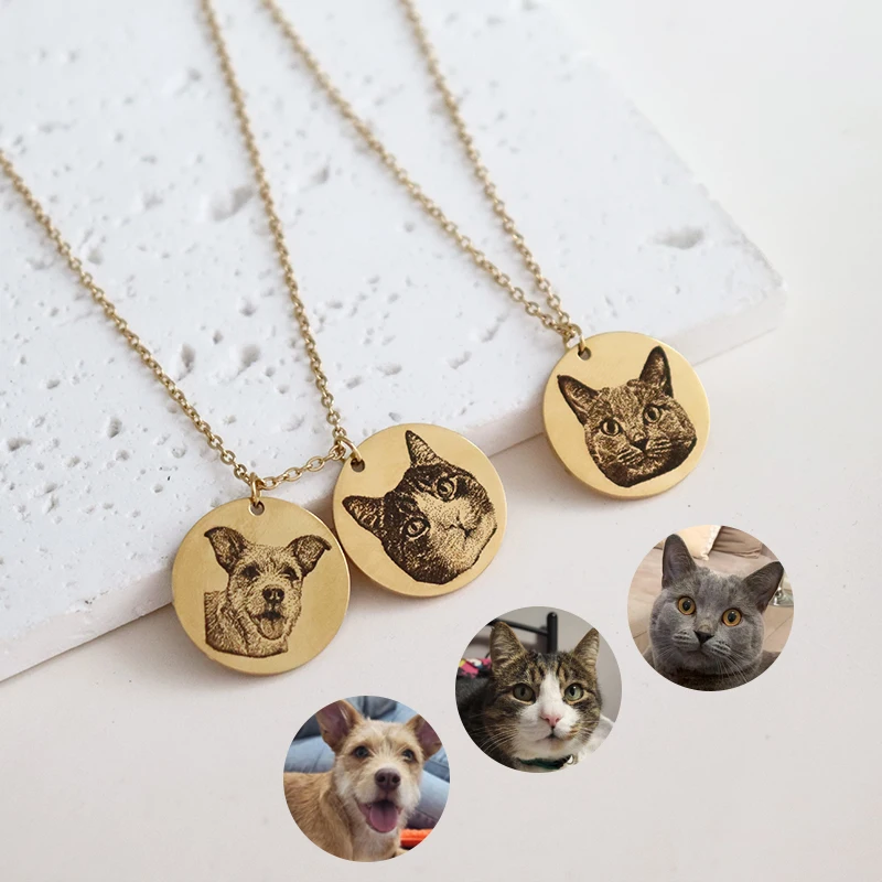 Custom People Portrait Necklace Human Picture Pendant Personalized Gift Handmade Jewelry Disc Name Person Engraved Birthday Gift