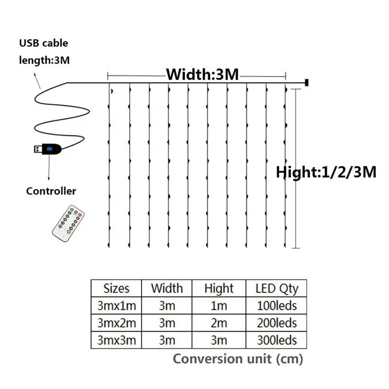 LED Fairy Lights Remote Control String Lights Copper Wire Twinkle Lights Curtain LED String Lights Wedding Christmas home decor