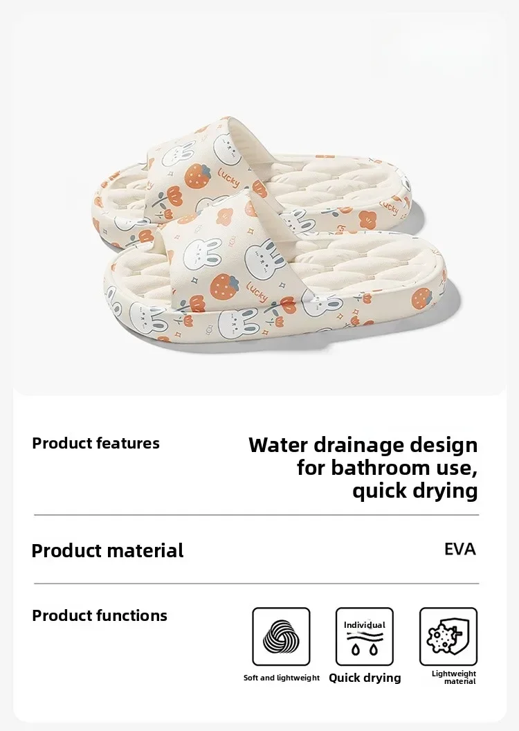 Badezimmer-Antirutsch-Hausschuhe Unisex für drinnen, geruchsabweisend, Sommer-Paar-Badesandalen im niedlichen Stil aus EVA-Material – Detail 1