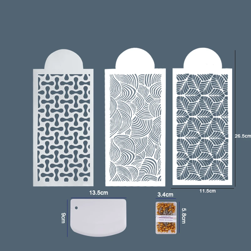 FAIS DU ケーキデコレーション鉛筆クッキーステンシル再利用可能なベーキングテンプレートフォンダンデザートモールドメッシュペンシルケーキペインティング用