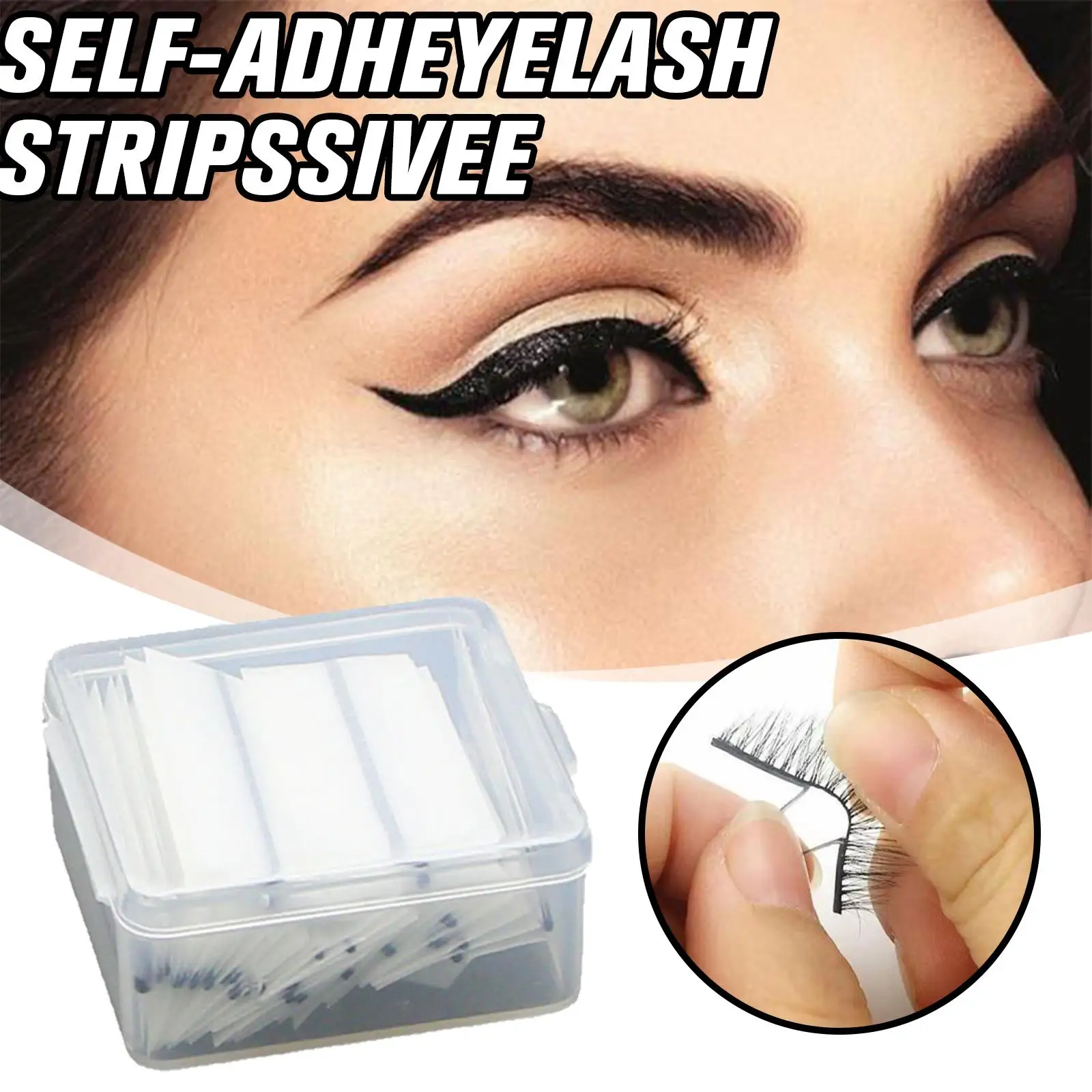 Reusable Self-Adhesive Glue-Free Eyelash Glue Strip Eyelashes False Tape Hypoallergenic Makeup Adhesive Lash Tools U4N3