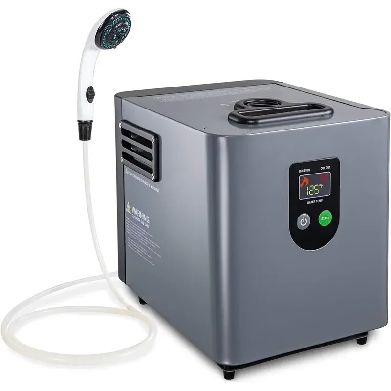 Portable Propane Water Heater with Shower Pump LCD Display Auto Shut-Off for Instant Hot Water