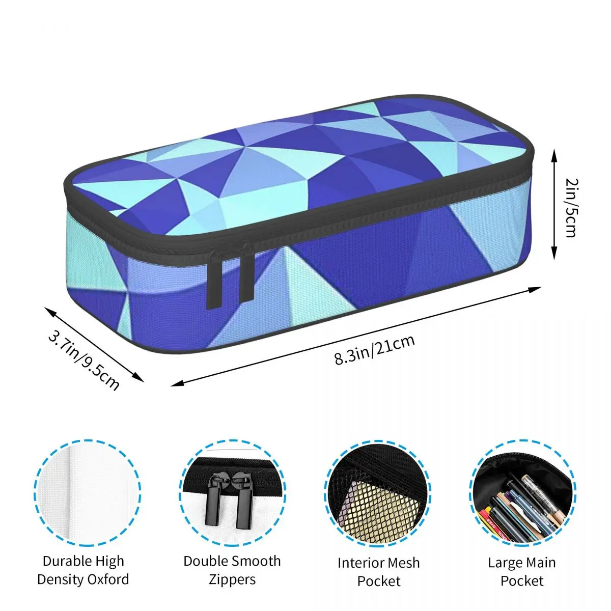 Triangles Shiny Diamonds Geometric Crystal Pencil Case for Students School Pen Box Pencil Bag Stationery Supplies Pen Holder Bag