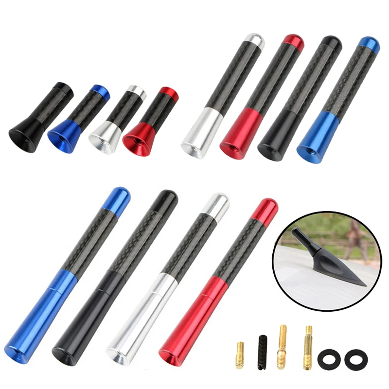 3.5cm/8cm/12cm Uniwersalna krótka antena samochodowa z włókna węglowego Czarna antena dachowa samochodu Antena radiowa FM/AM Metalowa antena odbiorcza