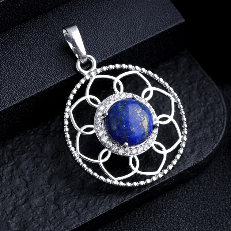 اللازورد الكابينة الخرز قلادة كريستال مستديرة لصنع المجوهرات النساء الرجال شفاء شقرا الأحجار الكريمة والمجوهرات