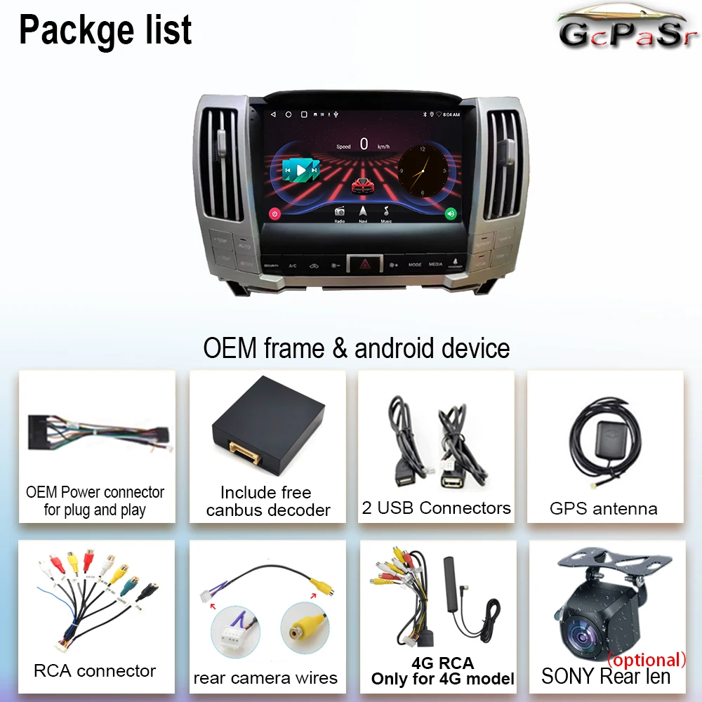 Car Radio For Lexus RX300 RX330 RX400 2004 - 2008 Android Auto Multimedia Player GPS Navigation 5G WIFI Stereo Head Unit No DVD