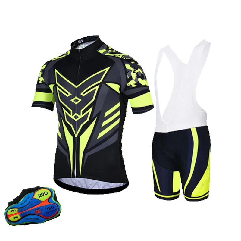 

Mountain Bike Shirt With Bib-shorts 2021 Men Short Sleeve Cycling Set Summer Breathable Sun Protection Bicycle Suits MTB Clothes