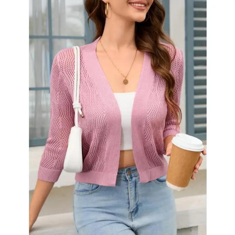 

ex Knitted Sweater Tee-quarter Sve Hook Needle Coolmax Fiber Ciwalk Collar Deformable Thiened Knitwear