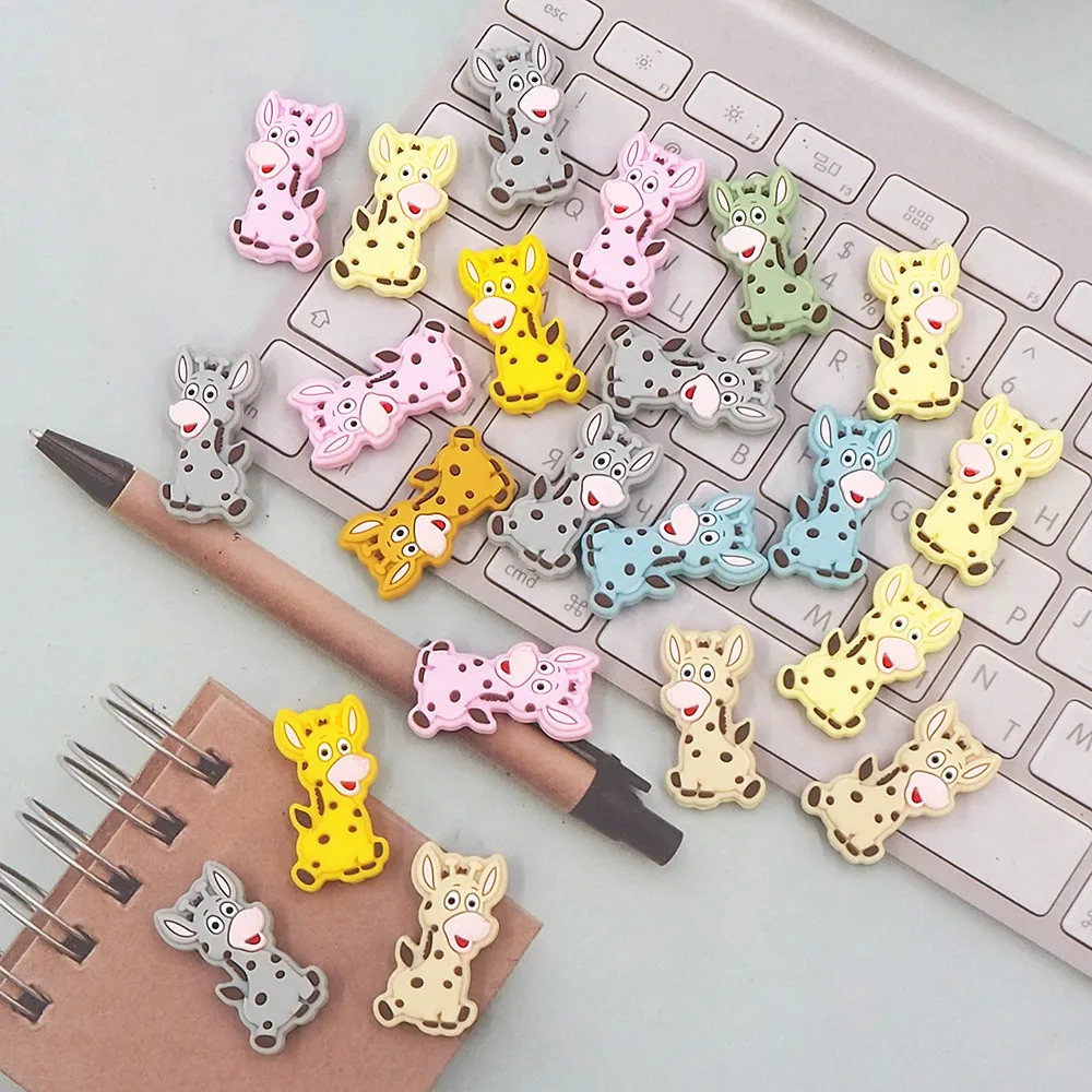 Chenkai 10pcs Baby Silicone Beads Giraffe Shaped Beads BPA Free Teething Infant Chewable Dummy Necklace Pacifier Toy Accessories