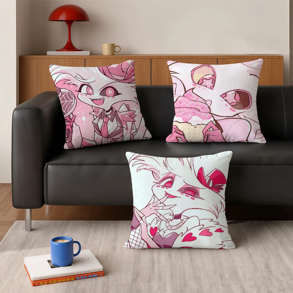 Anime H-hazbin H-hotel Angel Dust Pillow Case Square Bedroom Headboard Sofa Living Room Backrest Cushion Nap Pillow