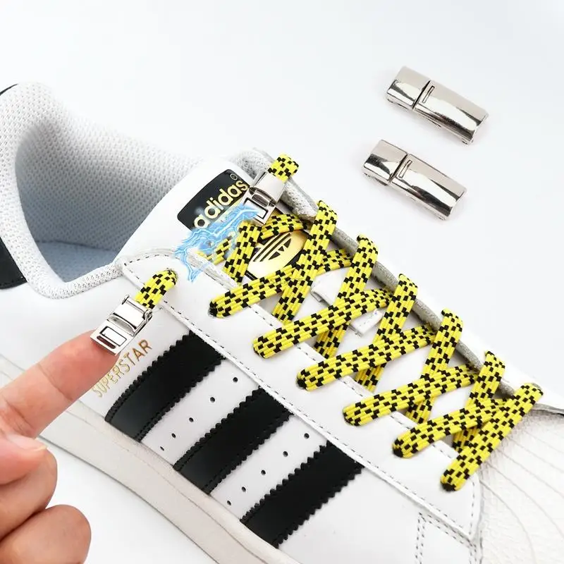 

Magnetic Shoelaces Without Ties Metal Buckle No tie Shoe Laces for Sneakers Elastic Shoelace Rubber Band for Kids Adult Shoes