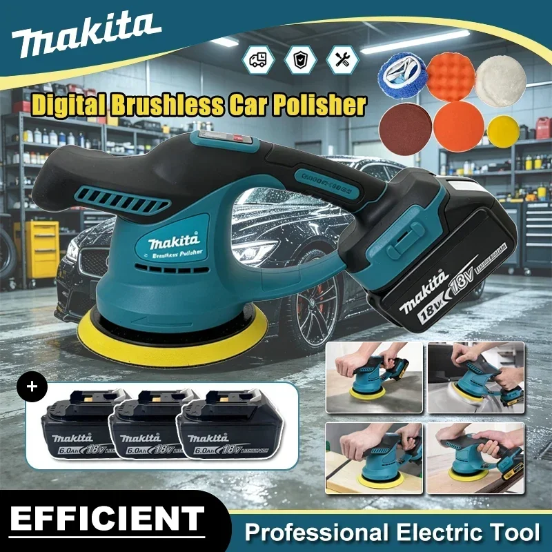 Makita Brushless Electric Car Polisher 6Gear Cordless Auto Electric Waxing Sanding Sealing Glaze Tool For Makita 18V Battery Pin