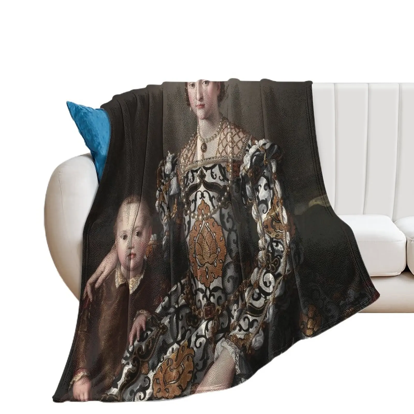 Agnolo Bronzino - Eleonora Of Toledo And Her Son (1545 - 1550) Throw Blanket Decoratives funny gift Blankets