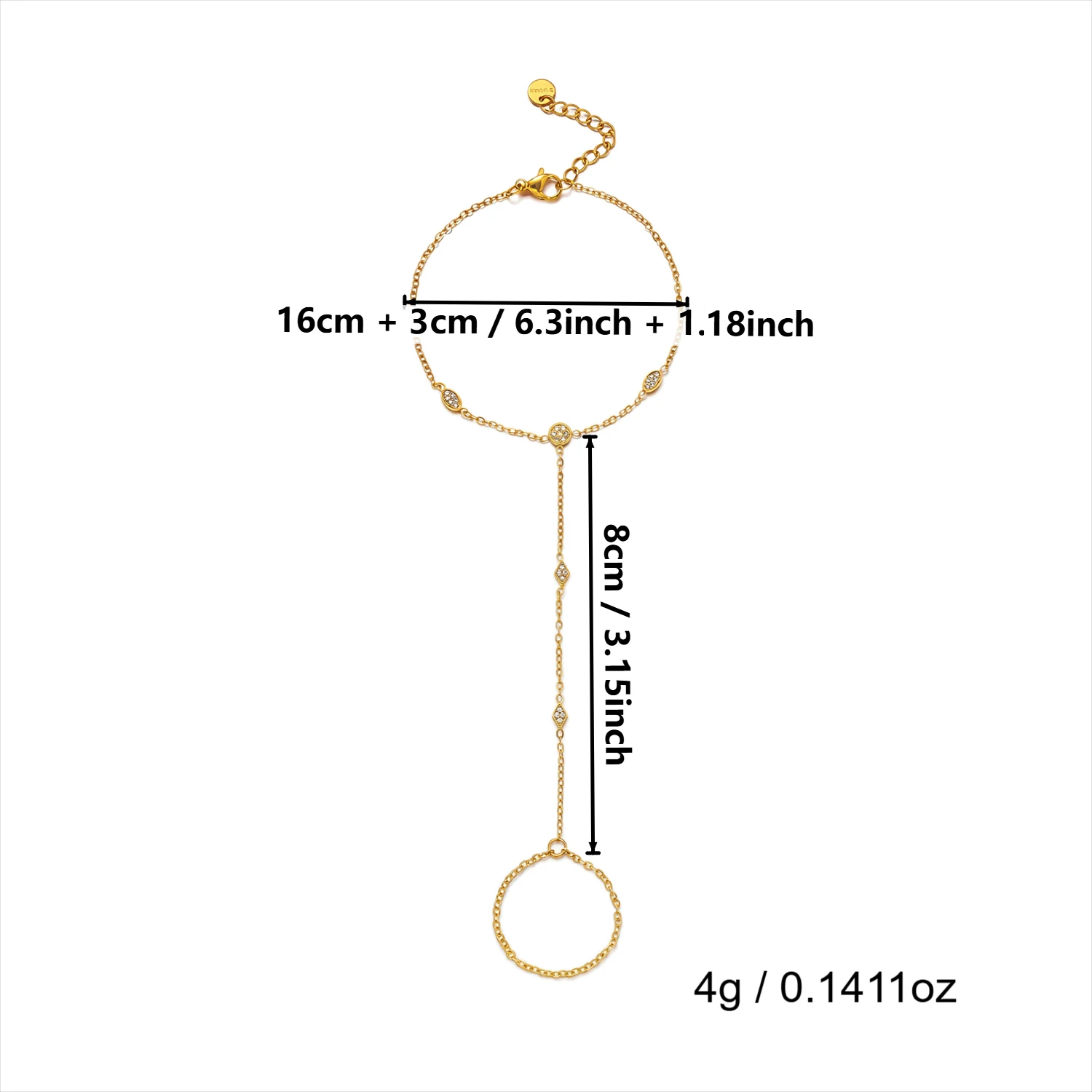 Minimalistisches CZ Edelstahl-Fingerarmband für Frauen Luxuriöse Braut Mehrlagige Handketten Party Hochzeit Schmuck Geschenk Wasserdicht – Detail 17