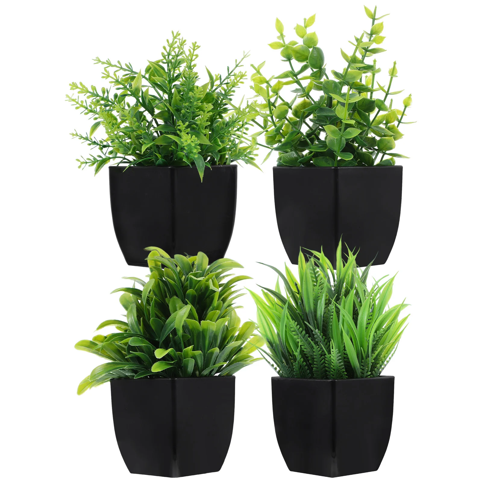

4Pcs Small Artificial Plants in Black Pot Faux Greenery for Indoor Home Office Bathroom Decor Artificial Plants Greenery