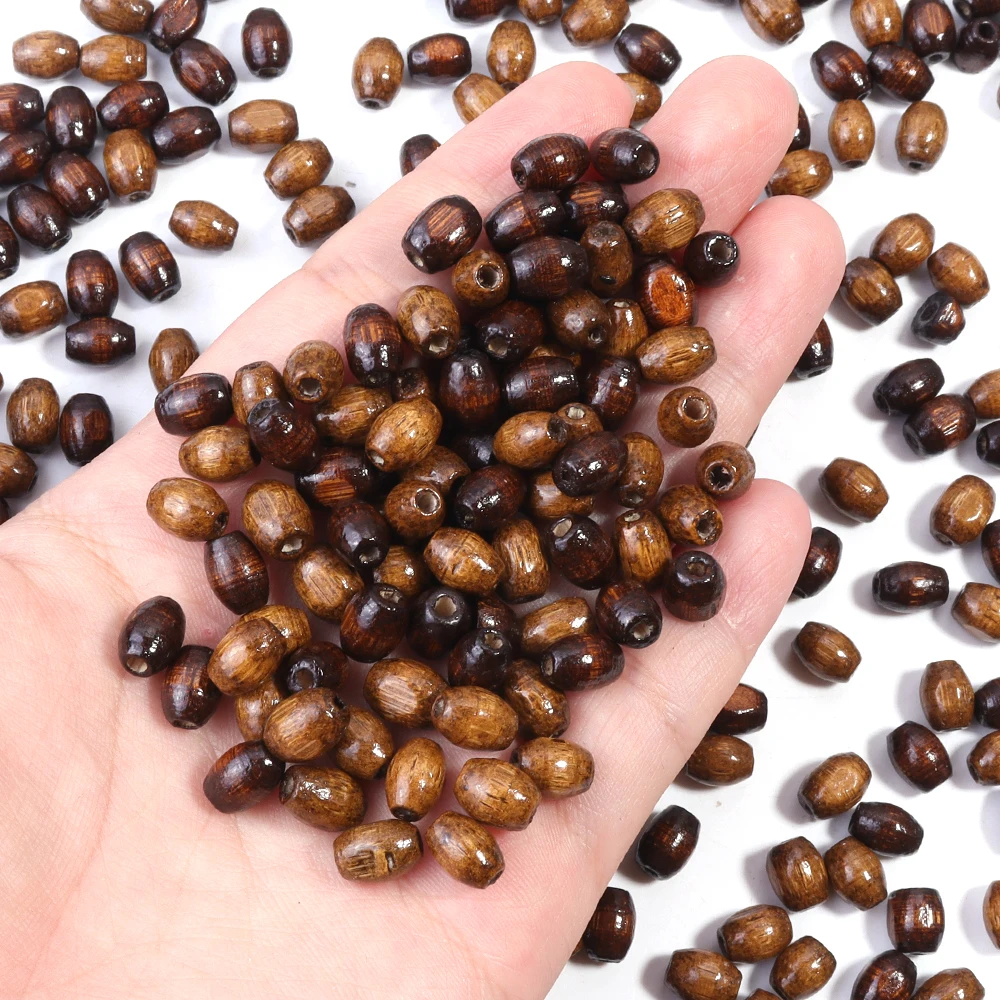 500Pcs/Lot Oval Wooden Brown Natural Wooden Beads Wood Loose Spacer Bead For Clothing Decoration Making DIY Handmade Accessories