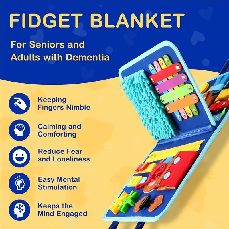 LLCS-Fidget Blanket For Adults With Dementia, Dementia Activities For Seniors, Alzheimer's Products Multi-Use Busy Sensory