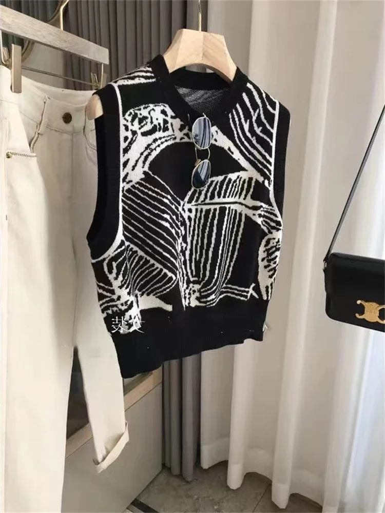 Vestido largo de punto sin mangas para mujer, suéter Vintage de gran tamaño, Y2k, invierno, Otoño, 2023