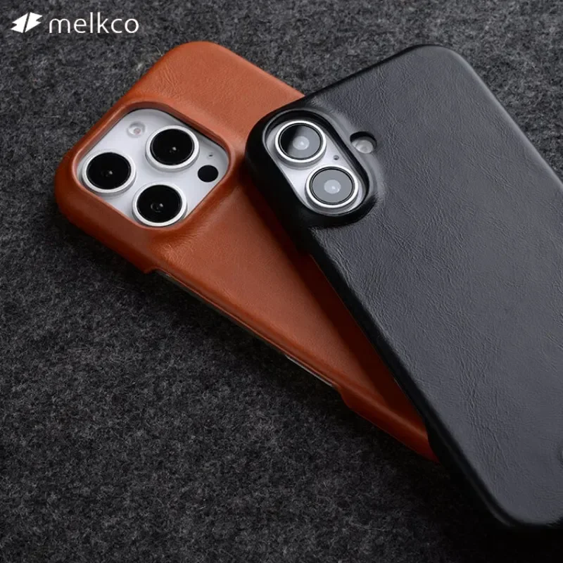 

Melkco 100% Oil Wax Genuine Leather Case for iPhone 16 17 Pro Max Air Magnetic Premium Luxury Cases Business Retro Phone Cover