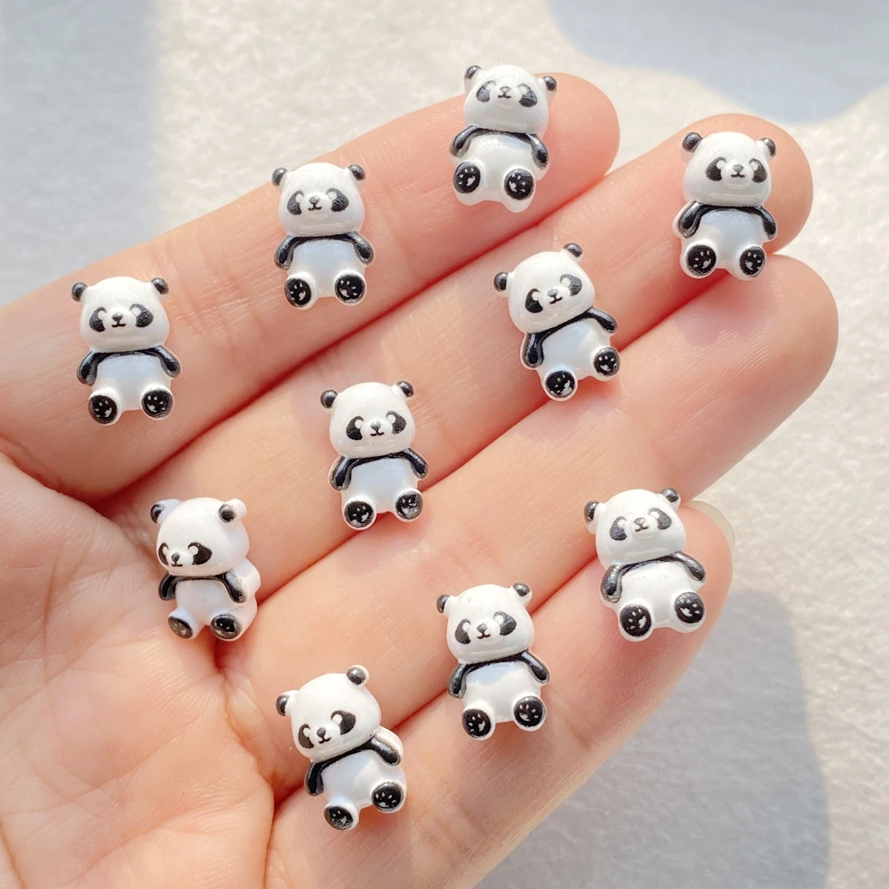 30 pezzi di resina colorata Kawaii mini cartone animato dipinto panda rosso nail art figurine di pietra con retro piatto scrapbook gioielli fai da