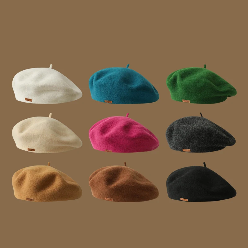 

Autumn and Winter Men's Newspaper Hat Wool Blended Women's Beret Hat Men's and Women's Kangaroo Retro Hat Painter Flat Hat