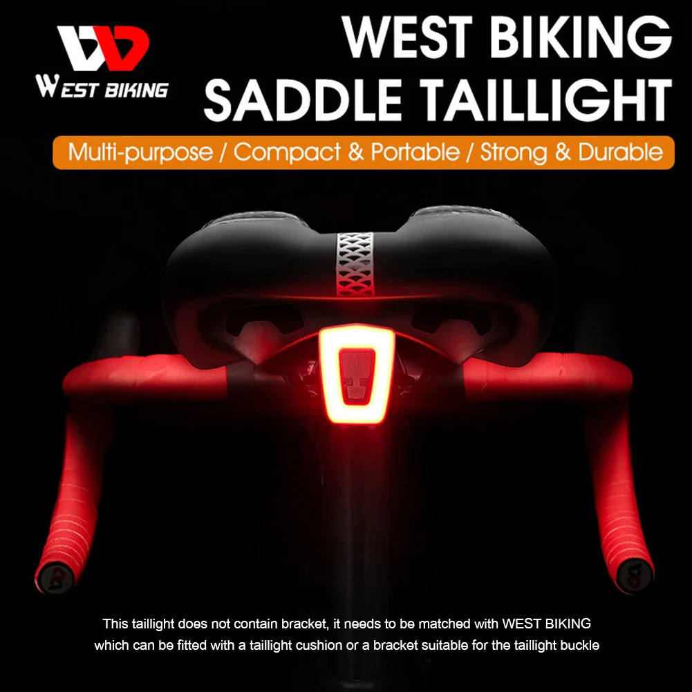 WEST BIKING LED Seat Taillights Rechargeable Bike Rear Light Cycling Helmet Light USB Flashlight Safety Night Riding Rear Lights