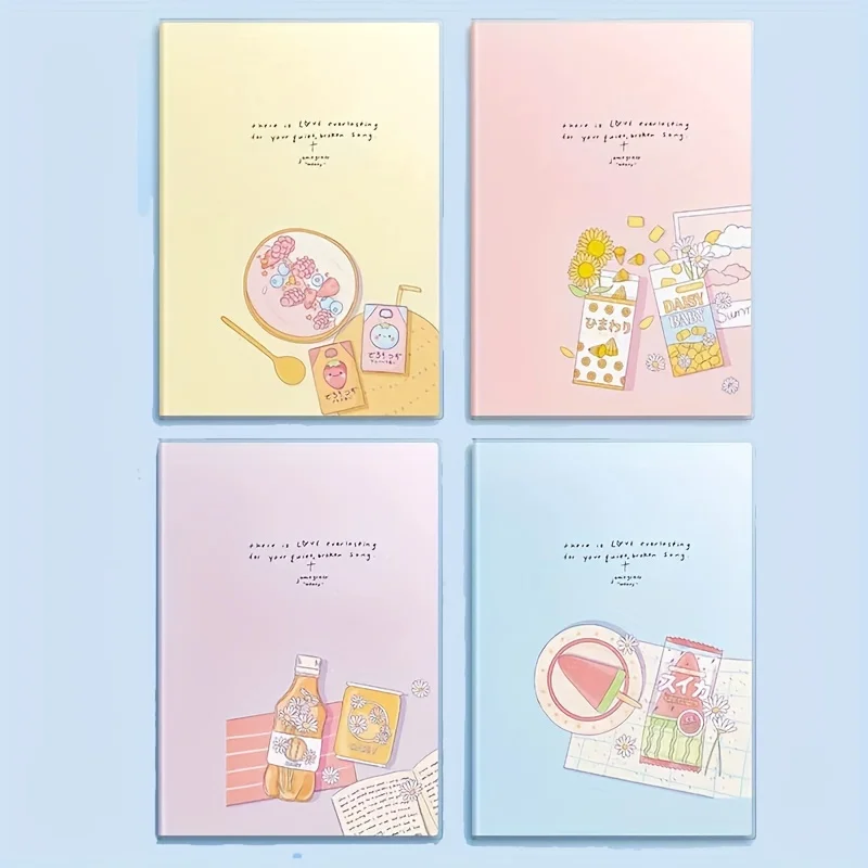 

4pcs, Thickened Rubber Sleeve B5 Small Fresh Notebook, Lined Notepad For Junior High School Students And High School Students, H