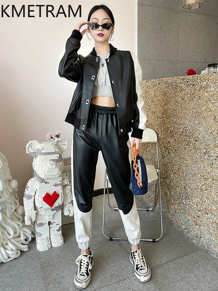 100% strato superiore di giacca di pelle di pecora donna giacche corte in vera pelle elegante set in due pezzi vestiti autunnali 2025 donne дубл onderка