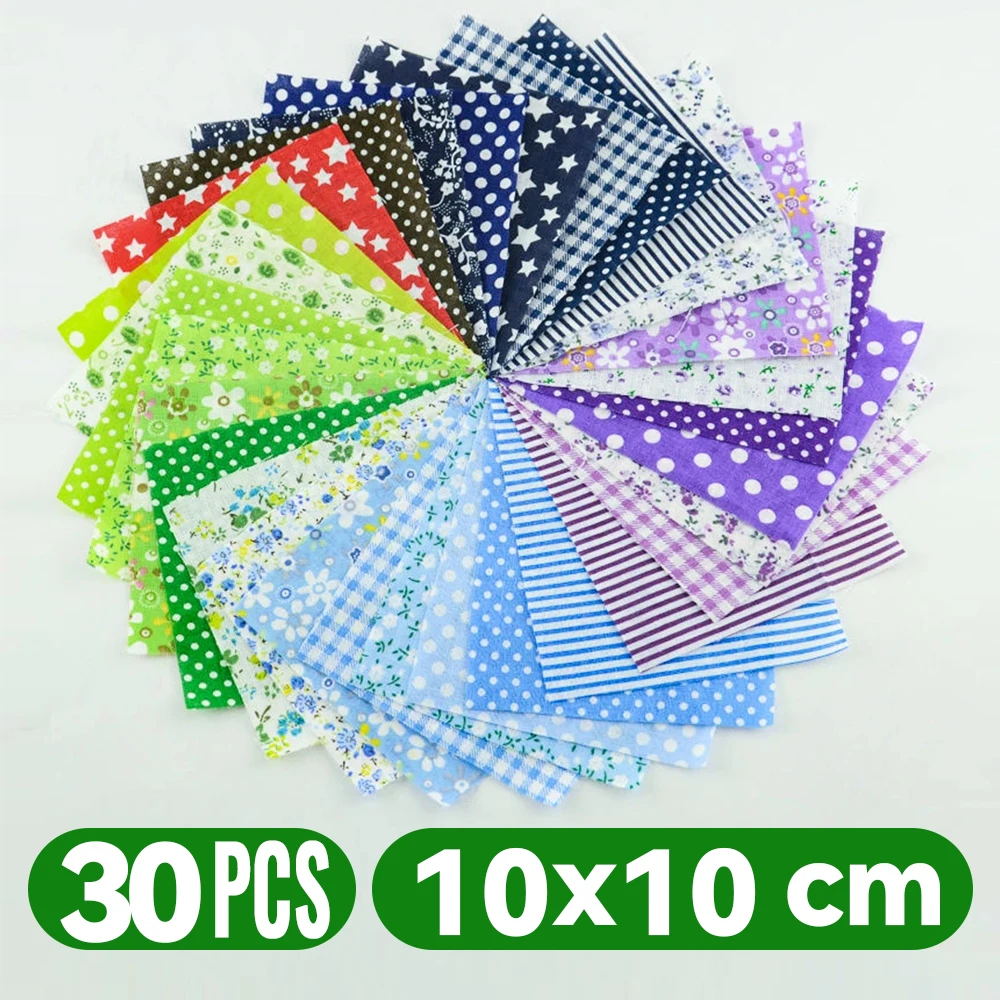 Teramila 100% dünnes Baumwoll gewebe Patchwork für Quilts, zufällige Farbe, kein Wiederholung design Tuch zum Nähen 19-50 teile/beutel 10*10 cm – Detail 9