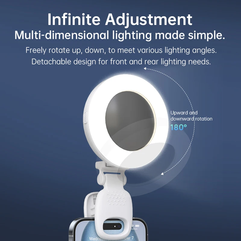 

Mini LED Selfie Fill Light for IPhone Samsung IPad Cell Phone Laptop Clip Rechargeable Flash Fill LED Video Photography Lamp