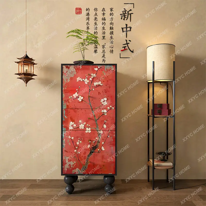 XXNew Chinese retro flower solid wood chest bedroom living room decoration bed and breakfast