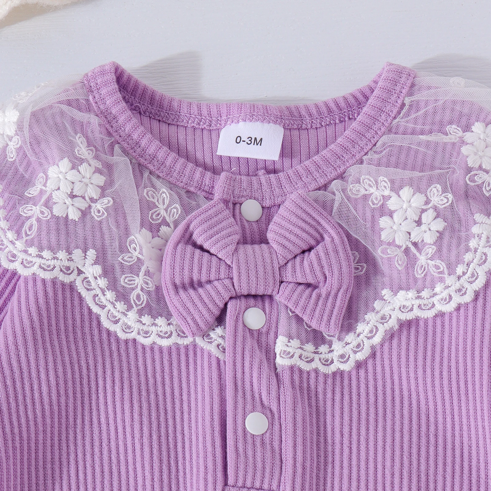 2PCS Autumn New Style 0-1 Year Old Girl Baby Sweet And Cute Multi-Color Lace Collar Long-Sleeved Jumpsuit + Bow Hat