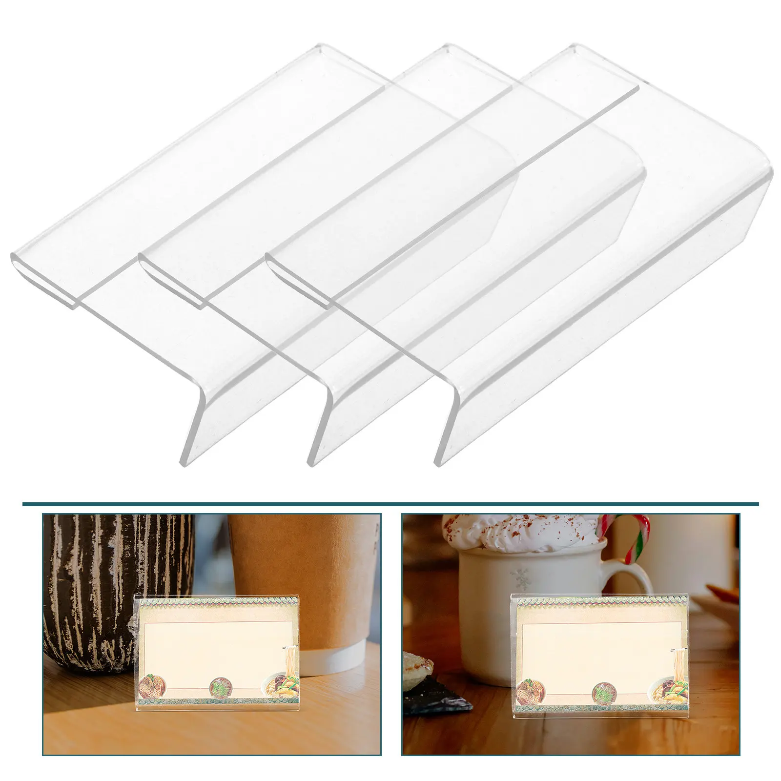 20Pcs Crystal Clear Acrylic L Shaped Slanted Sign Holder for Desktop Display of Menus Price Lists Promotions Shop