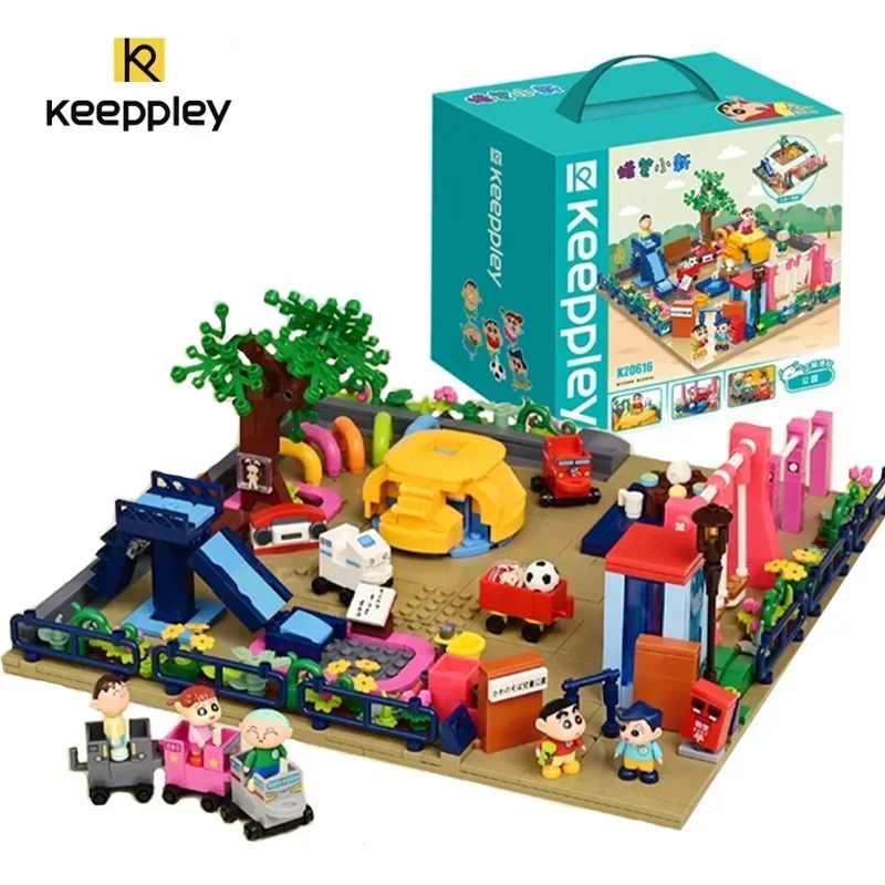 Keeppley Building Blocks New Crayon Shin-chan Park Building Blocks Spring Defense Team Model Children's Toy Kawaii Birthday Gift