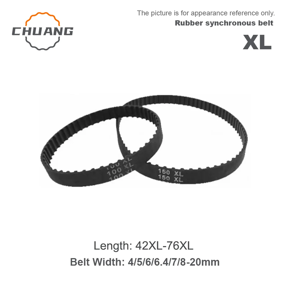 

XL Timing Belt number 42XL~76XL Width 4/5/6/6.4/7/8/9/10/12/12.7/15/18/19/20mm XL Rubber Closed Loop Synchronous Belt