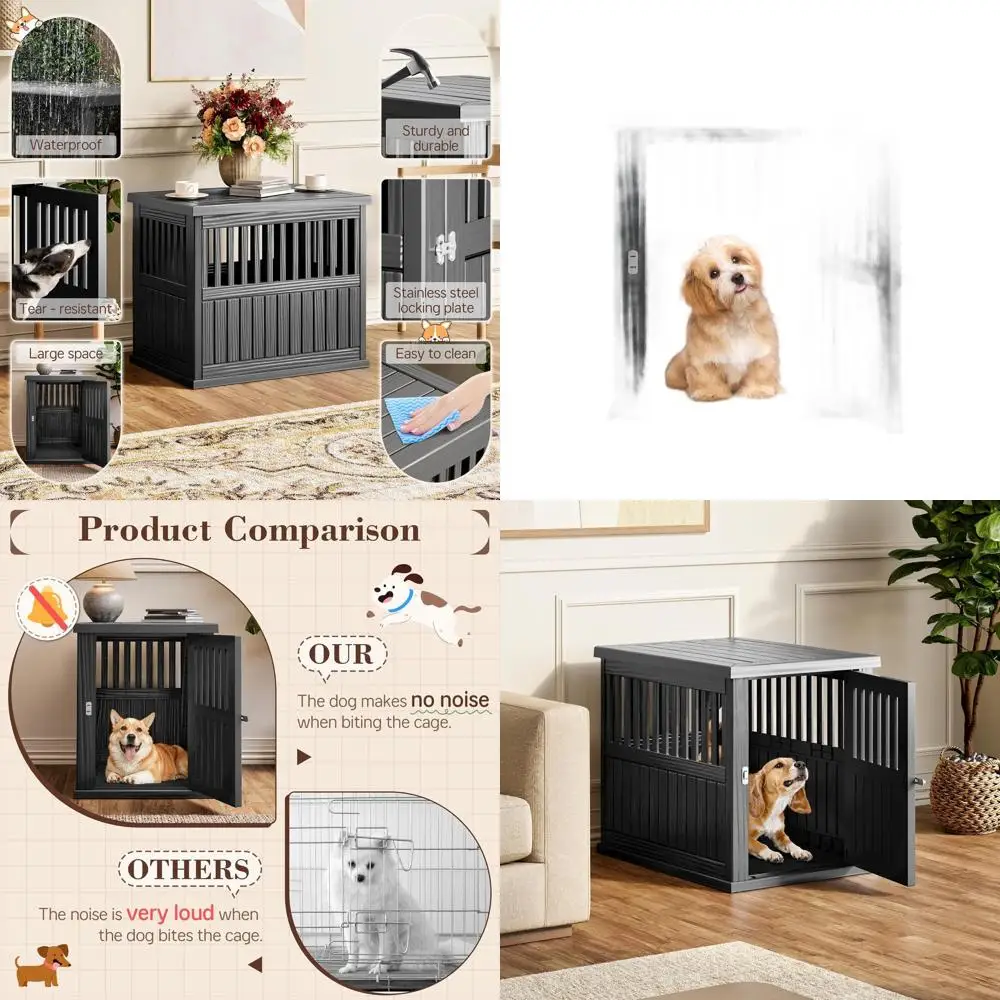 

Прочная 30-секционная запираемая клетка для собак – вольер для дома и улицы и приставной столик для маленьких/средних собак, черная декоративная пластиковая клетка