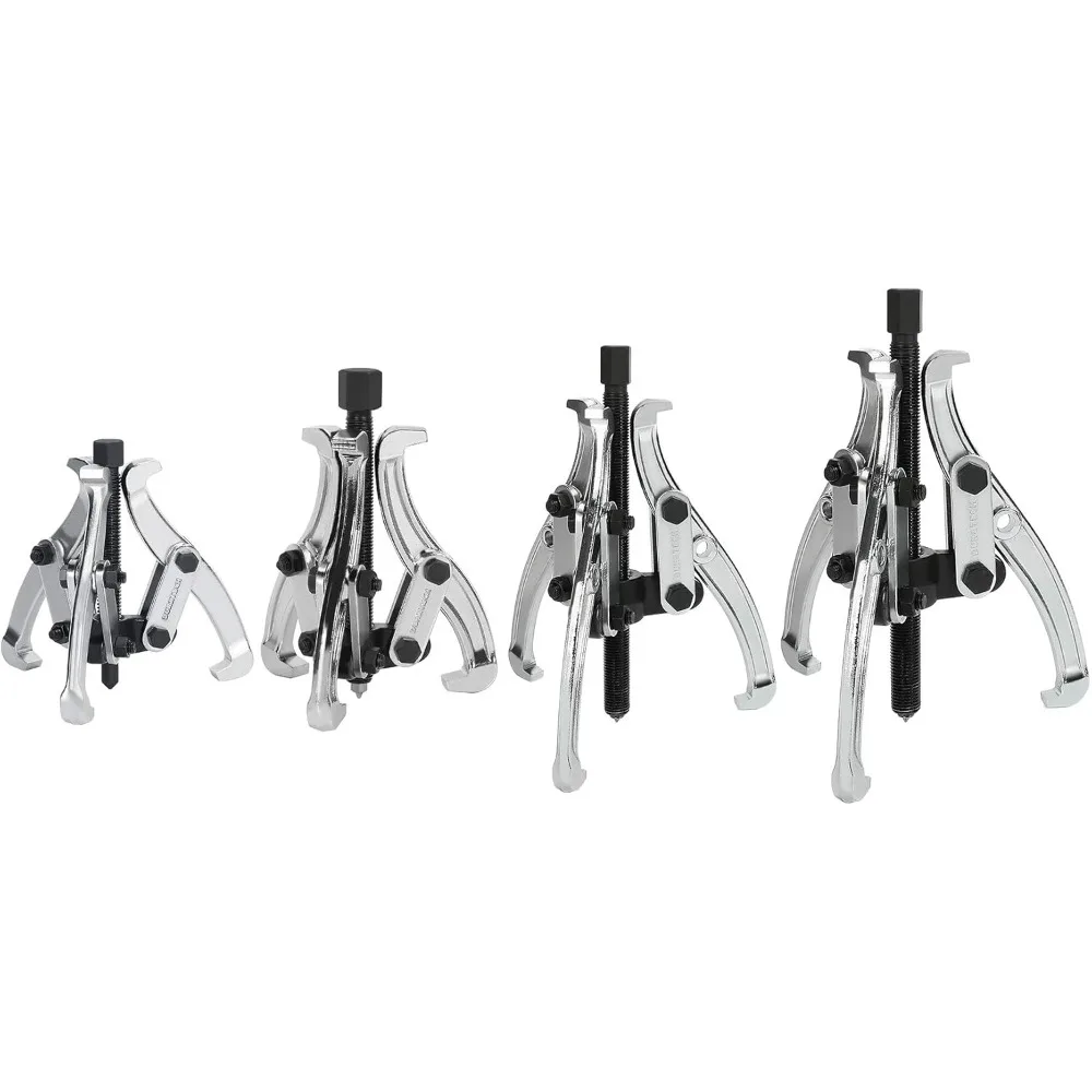 

4-Piece 3-Jaw Gear Puller, 3", 4", 6", 8", Removal Tool for Gears, Pulleys, Bearings and Flywheels, Fully Assembled, CR-V Steel