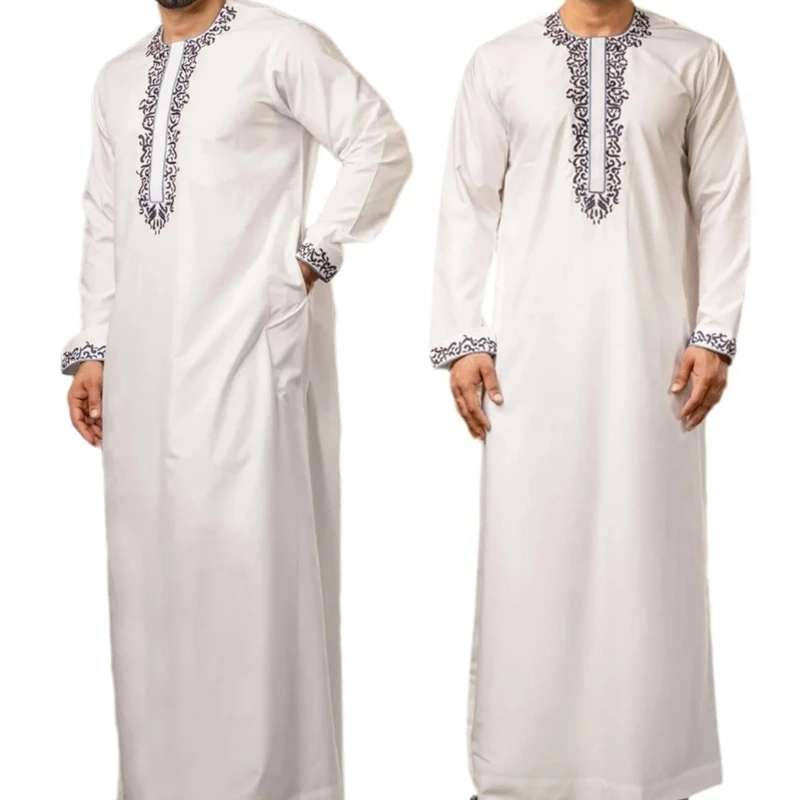 

Man Muslims Robe Middle East Jubba Thobe Saudi Arab Thobe Long Sleeves Kaftan Thobe Islamic Arabic Clothing for Daily