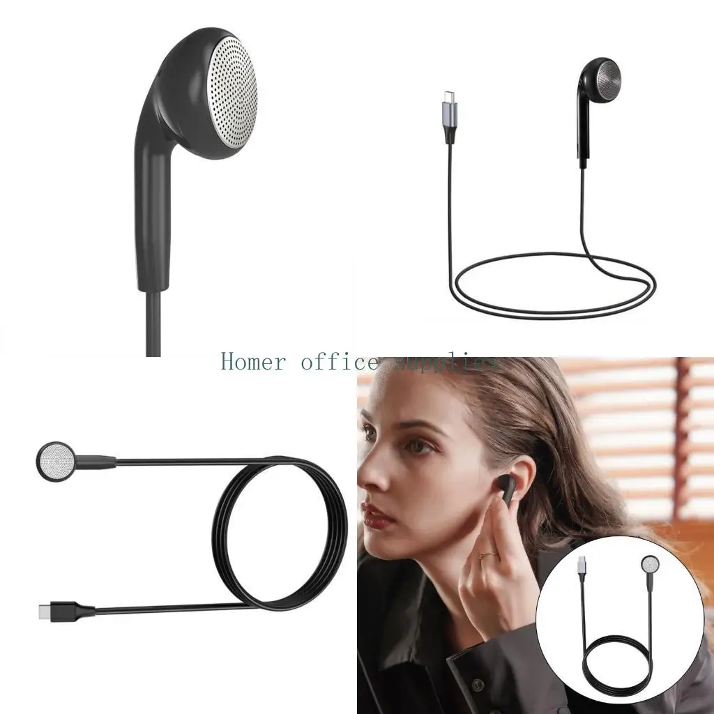 K43B Unilateral In Ear Headphone Type C Corded Earphone Single Sided without Mic Digital Chip Decoding for Easy Communication