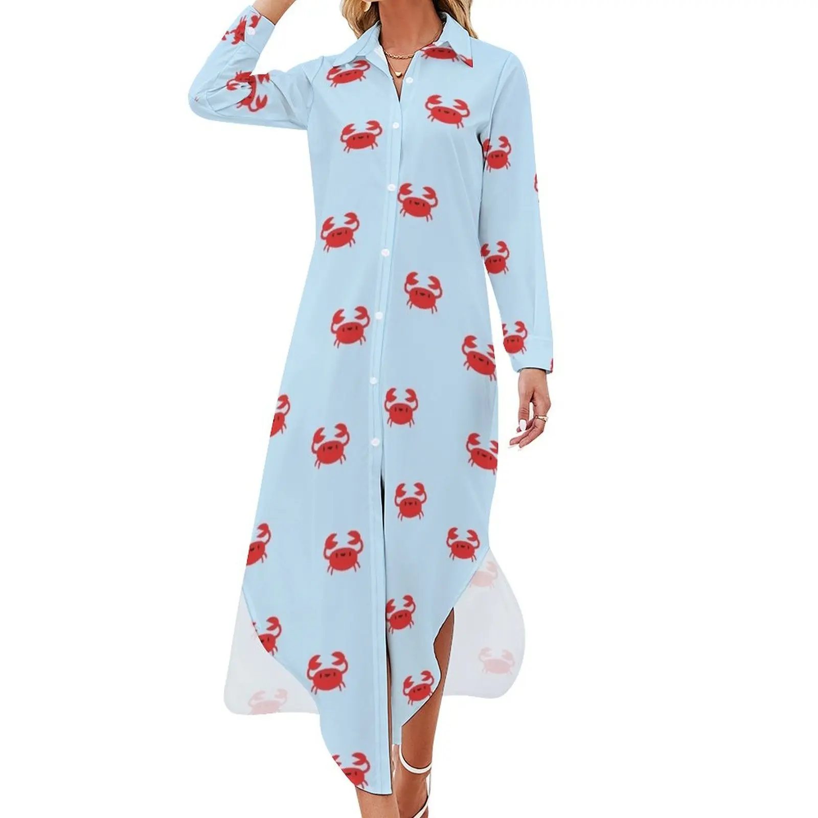 

Happy Little Crabs Long Sleeved Shirt Dress long dresses for women prom dress Women's summer dress Party dresses