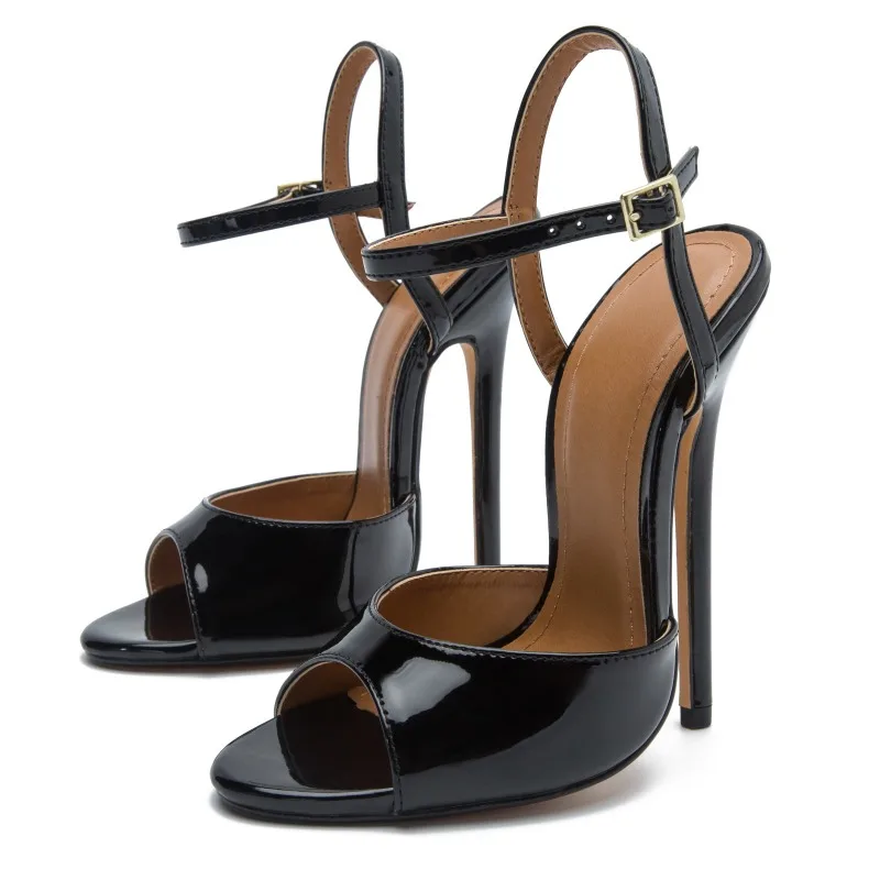 Plus Size 48 14CM Womens Shoes Sexy Patent Leather High Heels Sandals for Woman Fashion Model Shoes Designer Shoes Zapatos Mujer